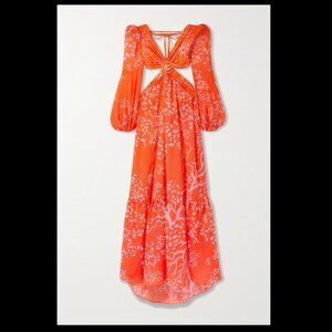 Patbo Cutout Printed Chiffon And Stretch Maxi Dress